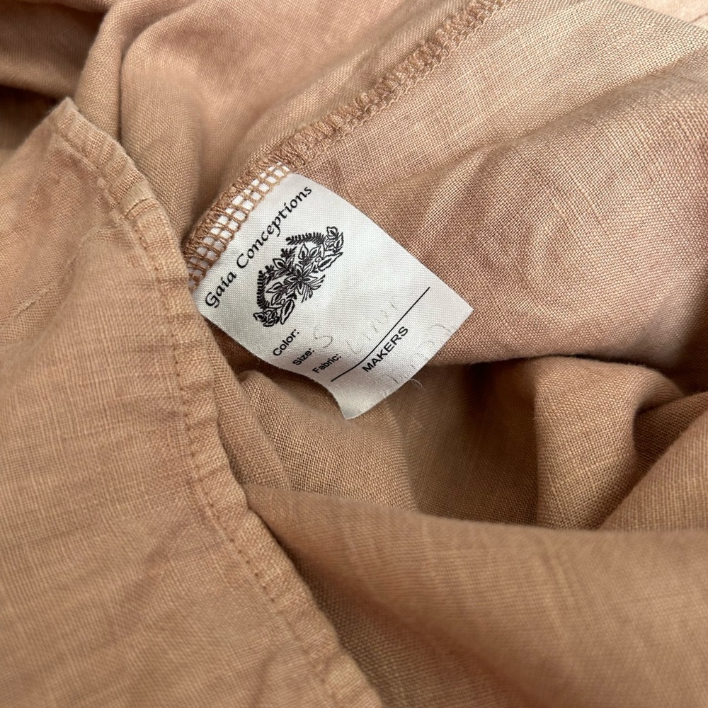 Gaia Conceptions Wander Super Cowl Neck Lagenlook Tunic in Sandalwood 100%Linen - Picture 5 of 7